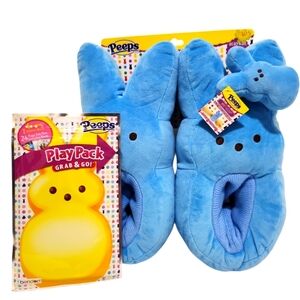 Kids Blue Easter Peeps Plush  Slippers, Wristlet & PlayPack M(13-1)